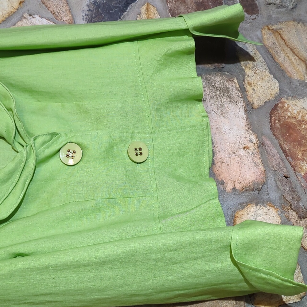 Joseph Ribkoff green Linen blouse - Picture 3 of 11